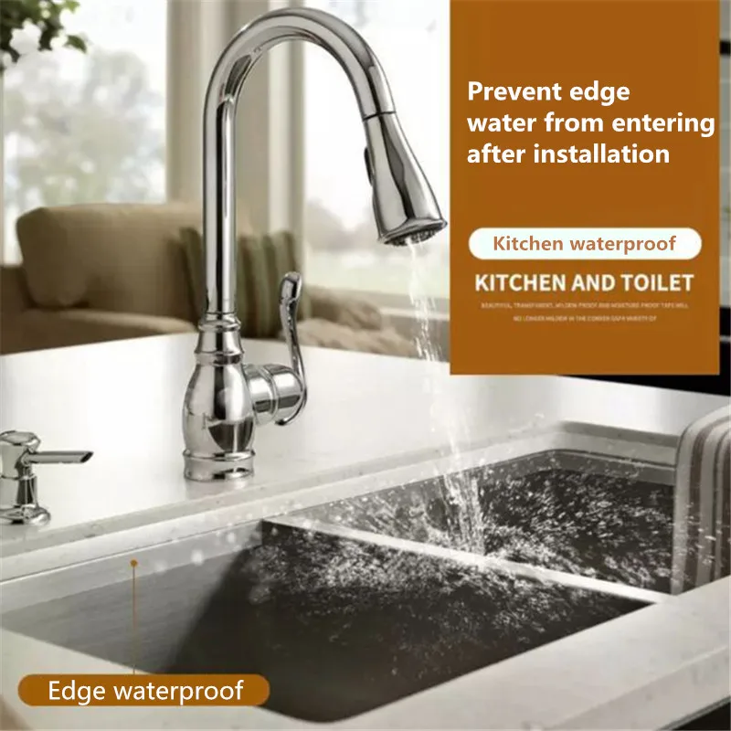 Kitchen Sink Waterproof Mildew Strong Self Adhesive Transparent