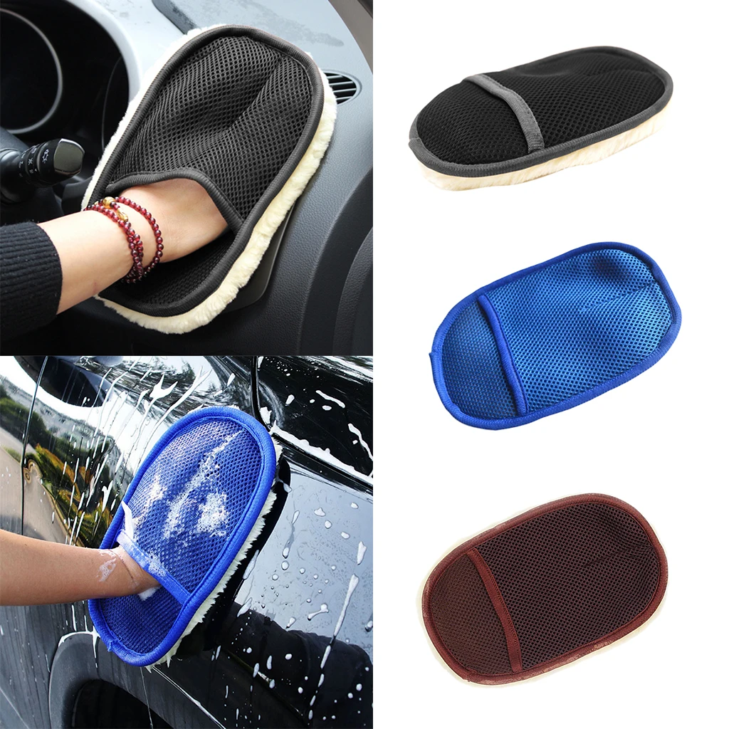 Car Care Cleaning Brushes Polishing Mitt Brush Super Clean Wool Car Wash Glove Sponge Waxing Car Cleaning Tool