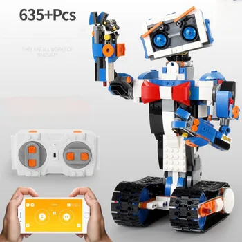 

technic 2.4Ghz radio remote control smart Tracked robot building block steam assembly bricks app rc toys for kids gifts