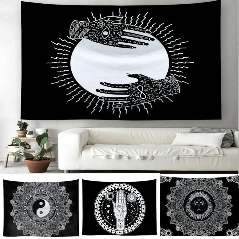 

Oversized pattern Sun and Moon Face individuality Tapestry Wall Hanging Mandala Blanket Throw Home Dorm Decor UK
