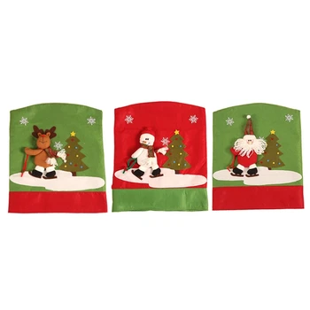 

2pcs/set Christmas Santa Snowman Elk Decoracion Chair Back Cover for Dining Room Hotel Banquet Home Party Supplies