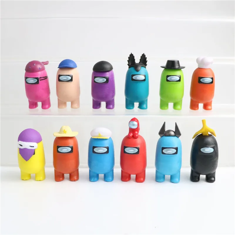 

12pcs Among Us Toys Anime Figure Mini Carton Models Action Toy Figures Game Diy Decoration Capsule Dolls Blind Box