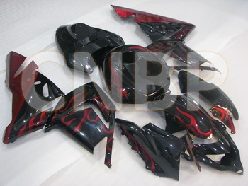 

for Kawasaki Zx10r 2004 - 2005 Fairing Kits Zx10r 05 Black Red Flame Plastic Fairings for Kawasaki Zx10r 05 Plastic Fairings