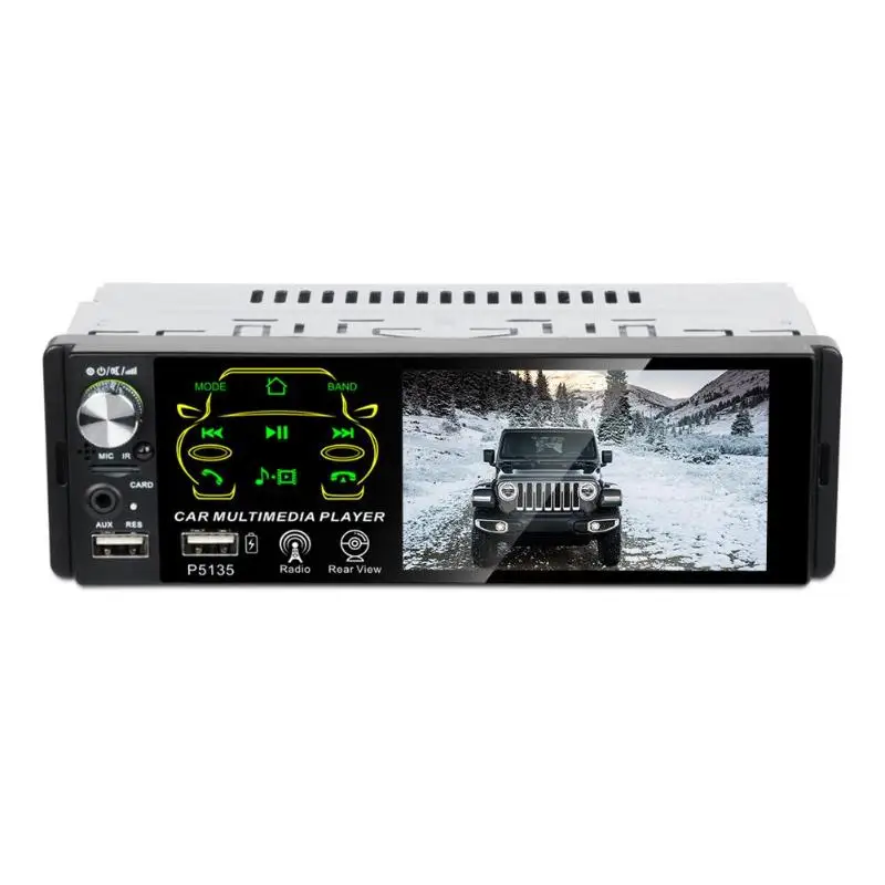Прочный fm-радио портативный тонкий дизайн P5135 4,1 дюймов Автомобильный радиоприемник USB AUX TF Bluetooth головное устройство цифровой медиаприемник - Цвет: No Cam