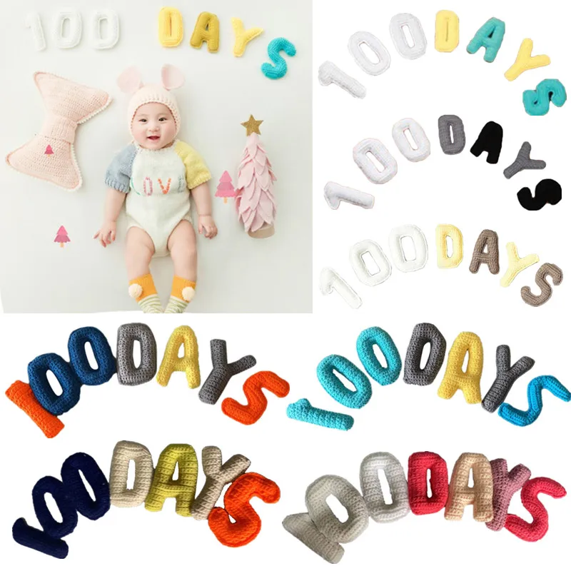 

1 Set Newborn Baby 100 Days Creative Knitting 3D Letters Props Photography Backdrop Photo Shooting Background Accessories