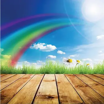 

SHUOZHIKE Vinyl Custom Rainbow Cloud Theme Photography Backdrops Studio Prop Background JCH-86
