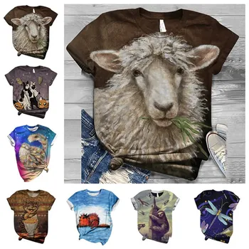 

7 Types Cartoon T-shirt Women Summer Casual Short Sleeve 3D Animal Printed O-Neck Tops Harajuku T-shirt Streetwear S-5XL Z0615