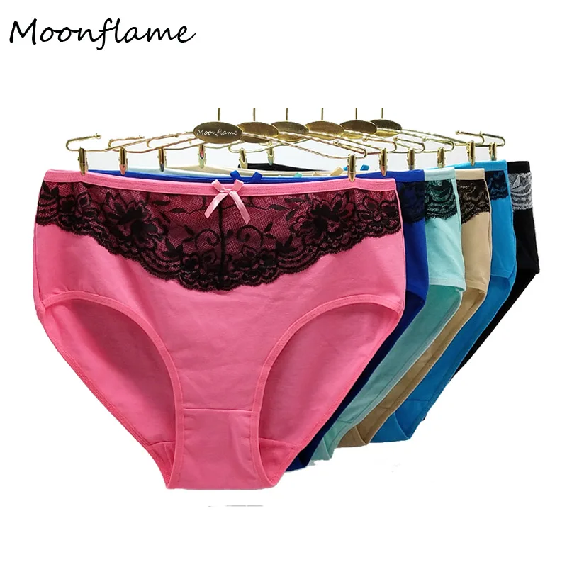 Moonflame 5 шт./лот женские сексуальные кружевные хлопковые трусы нижнее белье для