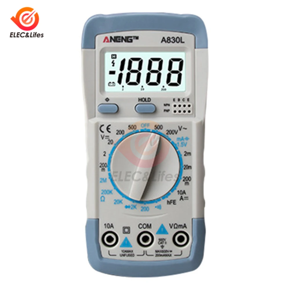 White grey A830L ЖК-цифровой мультиметр портативный DC AC напряжение диод Freguency мультиметр тестовый зонд ручной Вольт Тест er ток Омметр - Цвет: White grey