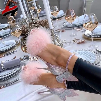 

NAN JIU MOUNTAIN 2020 Women's Sandals Summer High Heels Open Toe Outdoor Shoes Fashion Sexy Rhinestones Comfortable Plus Size 44