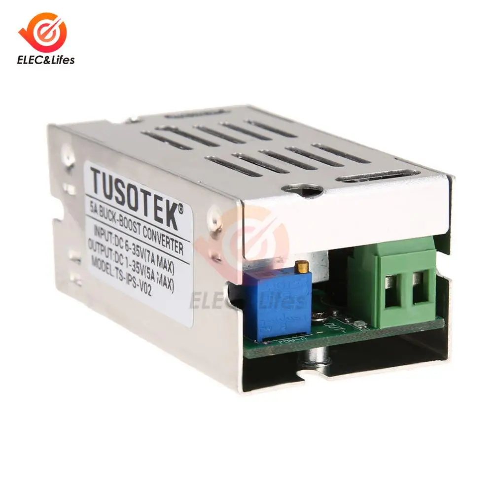 5A DC 6-35V 1-35V adjustable Auto Boost Buck Step Up Down Converter Module power supply Voltage Regulator With Aluminum Case