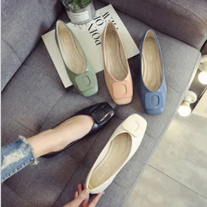Women's flat shoes women's casual shoes women's sports shoes women's small white shoes women's shallow square button black flat