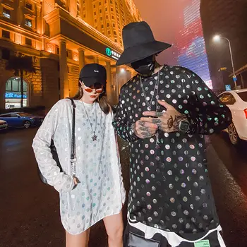

2020 New Autumn Korean Version Of Polka Dot Men's Loose Wild Couple Sunscreen Clothing T-shirt Hip-hop Plus Size