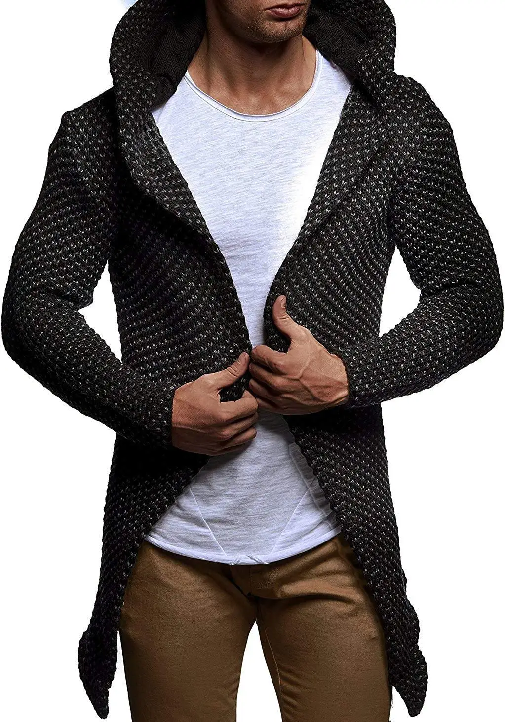 Осень и зима новые мужские модные свитера с шапкой разных цветов S-xxl Размеры теплый вязаный зимний свитер