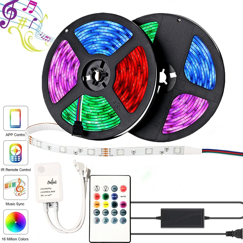 Светодиодная ленсветильник 5050SMD музыкальная гибкая светодиодная лента RGB 5 м 10 15 20