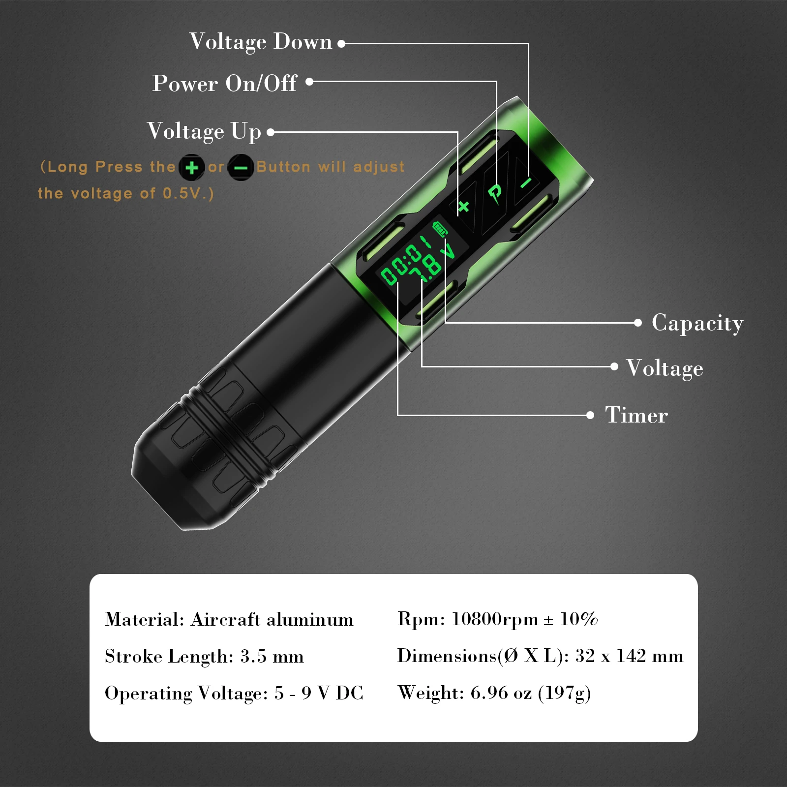 Tattoo Supplies Tattoo Kit Tattoo Pen Tattoo Motor EZ Portex Gen 2S Wireless Battery Rotary Machine Pen with Portable Power Pack 1800mAh LED Digital Display