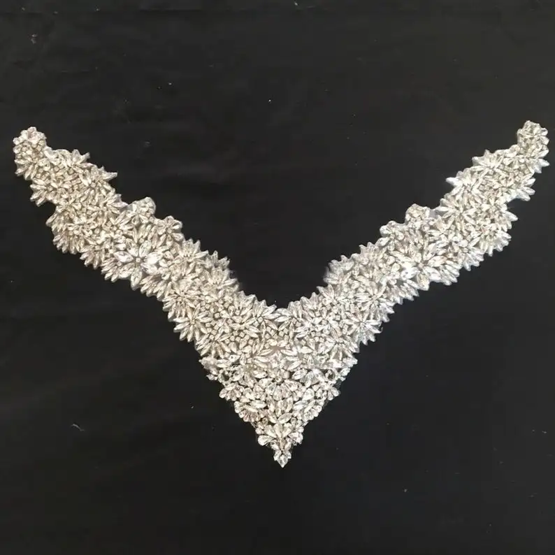 Haute кутюр 3D ручной работы свадебный горный хрусталь бисером железная Кружевная аппликация, платье для выпускного вечера свадебный пояс патч