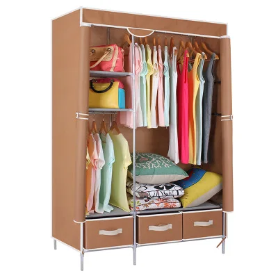 Non-Woven Fabrics Wardrobe Coffee Fabric Closet Portable Folding Dust-proof Waterproof Storage Cabinet Bedroom Home Furniture 5  112x45x170cm