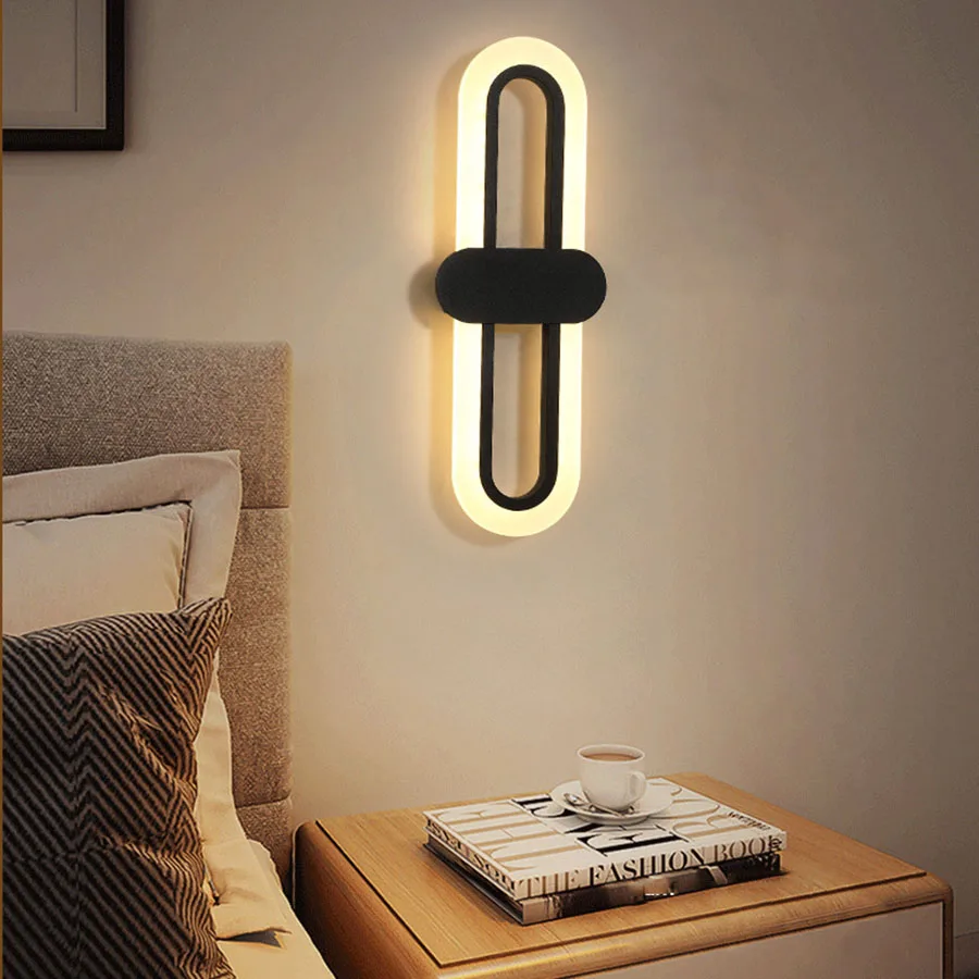 

40CM/60CM Super Bright LED Wall Lamp Moder Simple Acrylic Bedside Wall Light Stairs Living Room Corridor Iron Art Wall Sconce