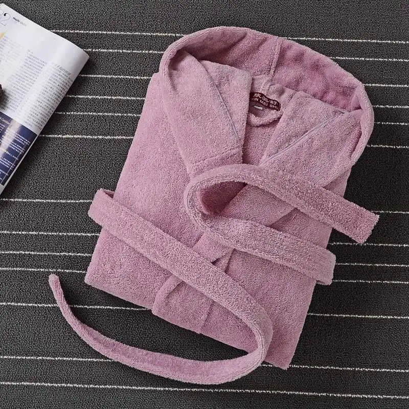 Winter Thick Pure Cotton Plain Color Bathrobes Embroidery Bath Robes Unisex Long-sleeve Absorbent Terry Hooded Dressing Gown Winter Thick Pure Cotton Plain Color Bathrobes Embroidery Bath Robes Unisex Long-sleeve Absorbent Terry Hooded Dressing Gown