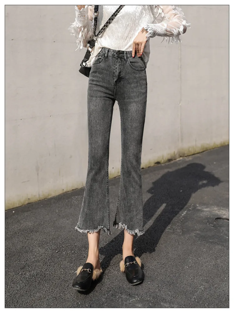 JUJULAND woman jeans Flared jeans for ladies661 - Цвет: Черный