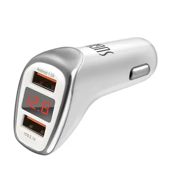 

3.1A Dual USB Car Charger Quick Charge Adapter Smart Current Voltage Display Device for iPhone Mobile Phones