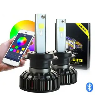 

HAOSJ RGB Super Bright H7 LED Headlights App Controlled Kit H1 H3 H4 LED H7 H11 9005 9006 Car Bulbs
