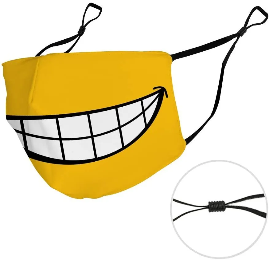 Хлопковая маска для лица с забавной улыбкой многоразовая моющаяся Тканевая