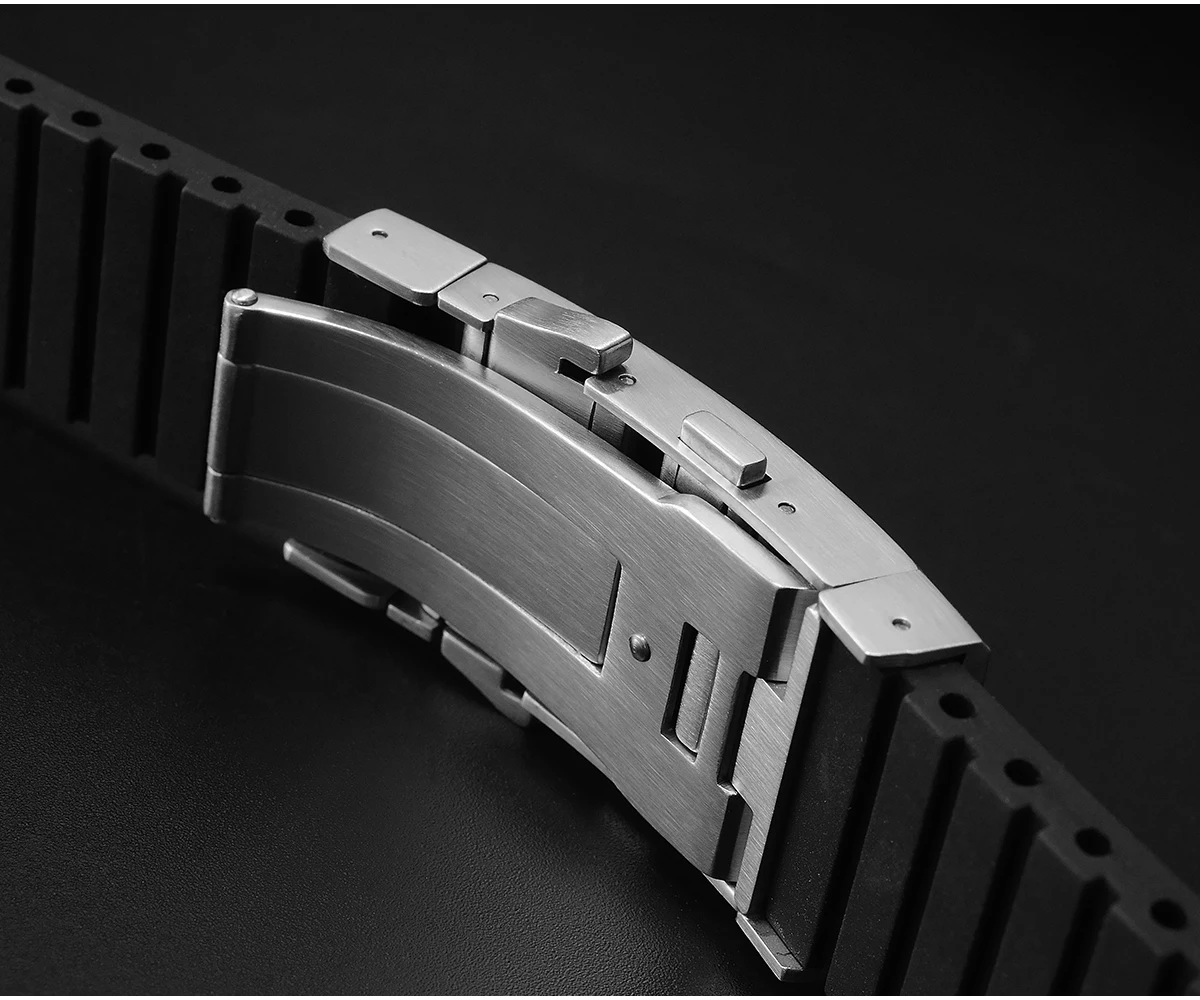 San Martin Watch Bands Rubber Straps 20mm 22mm With Folding Clasp