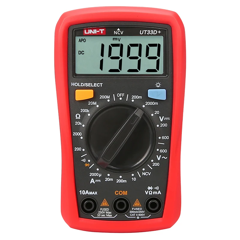 UNI-T UT33D+ мини размер ладони ЖК-дисплей Авто Цифровые мультиметры Сопротивление Мини DMM метр NCV Напряжение Ток Емкость Тестер