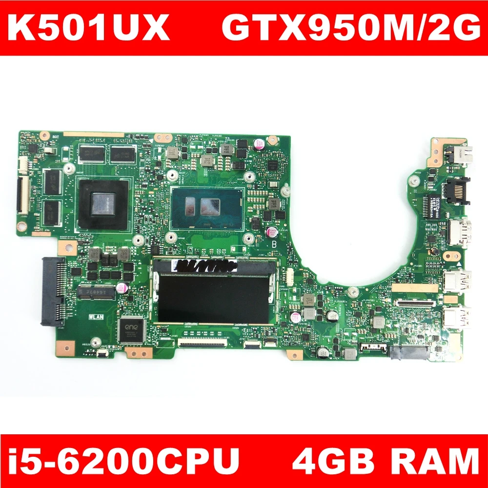 Материнская плата K501UX для ноутбуков 4 Гб ОЗУ Φ ЦП GTX950M/2G V RAM REV 2 0 ASUS K501UW K501U K501UB 100%