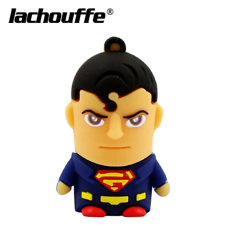 Крутая Флешка Heros 128 ГБ USB Человек-паук/Бэтмен/Флешка 8 ГБ 16 ГБ флеш-накопитель Игрушка USB Флешка 32 Гб 64 Гб мини-usb-ключ memoria usb - Цвет: Superman