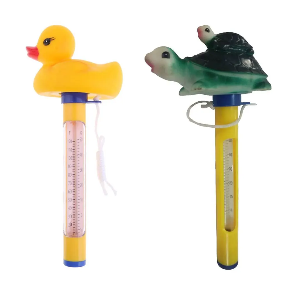 Zwembad Drijvende Water Thermometer Gauge Cartoon Geel Duckthermometers Met String Voor