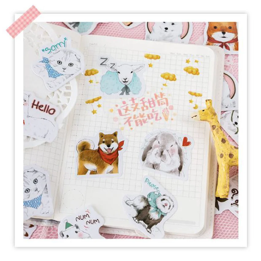 30packs New Pet Collection Cute Stationery Stickers Bullet Journal Stickers For Kids DIY Diary Scrapbooking Decor Supplies