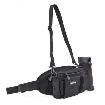 

LEO Black Oxford Cloth Multifunctional Fishing Tackle Bag Sports Shoulder Bag Crossbody Bags Waterproof Waist Bag