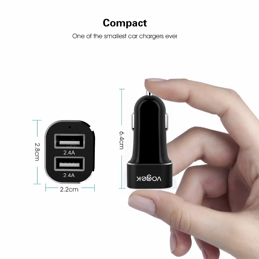 Автомобильное зарядное устройство Vogek 5v 2.4A с двойным Usb для быстрой зарядки Iphone 7 8 автомобильное зарядное устройство адаптер для Android и для Apple Phone для samsung