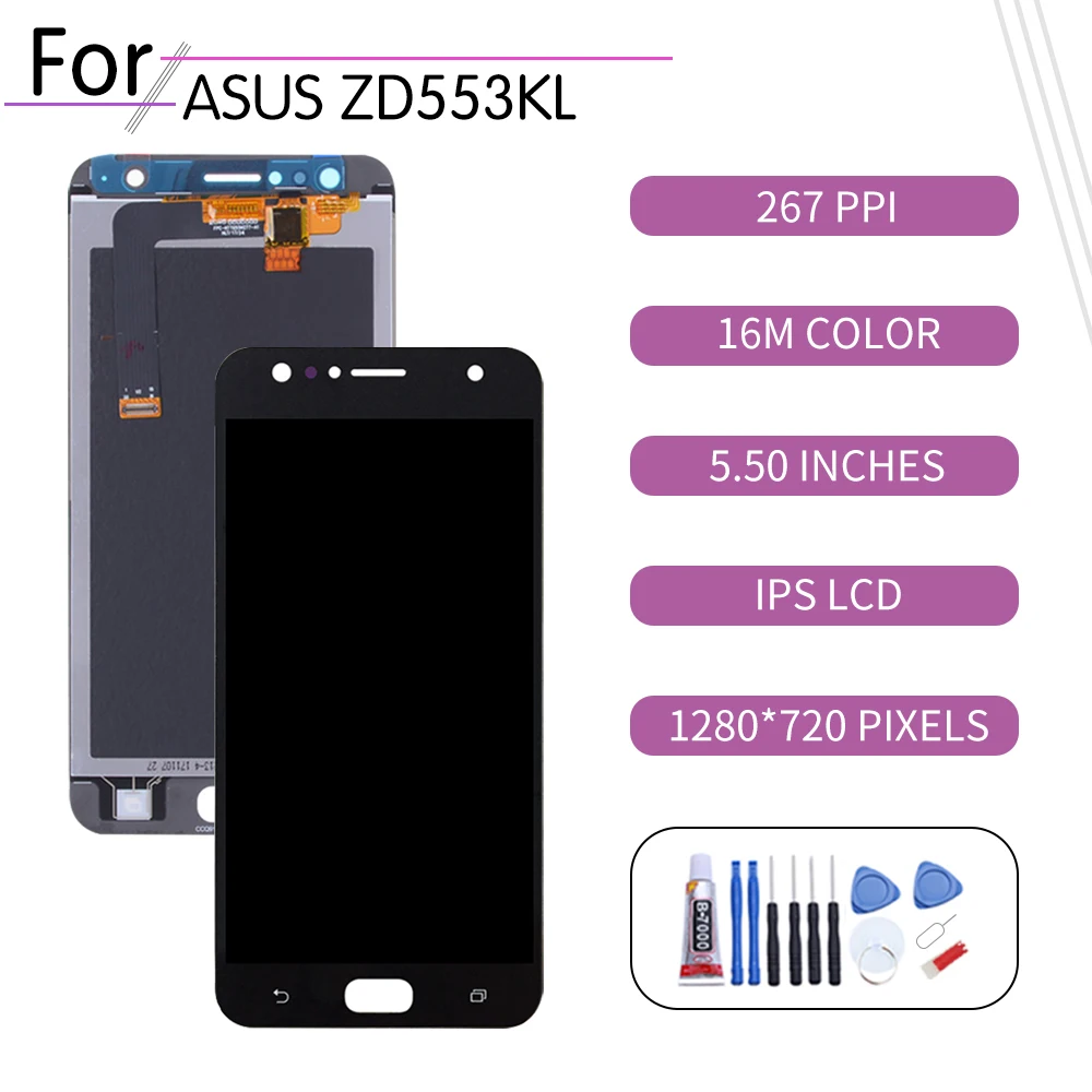 ЖК-дисплей 5 дюйма для Asus Zenfone 4 Selfie ZD553KL сенсорный экран с дигитайзером в сборе zd553kl