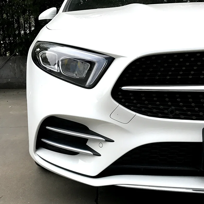 

4Pcs/set ABS Car Front Fog Lamp Strips Trim Cover Sticker Air Intake Grille Slats Decor For Mercedes Benz A Class W177 A180 A200