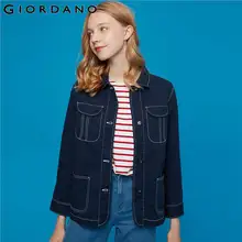 Giordano Женская куртка хлопок 3D карман Модные жакеты Mujer с длинным рукавом и пуговицами спереди шамары De Mujer 05379747