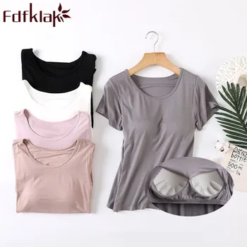 Fdfklak 새로운 모달 가정용 옷, 수면 상의, 반팔, 여성용 란제리, 잠옷, 여름