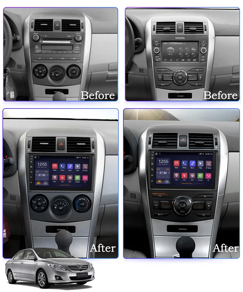 Perfect 9 INCH PX6 4G+64G Android 9.0 car dvd player For Toyota Corolla 2007-2013 with audio radio multimedia gps navigation system 2