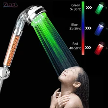 Aliexpress - Zloog Hot 3/7 Color Changing LED Shower Head Temperature Control High Pressure Water Saving Hand Bathroom Anion Spa Shower Head