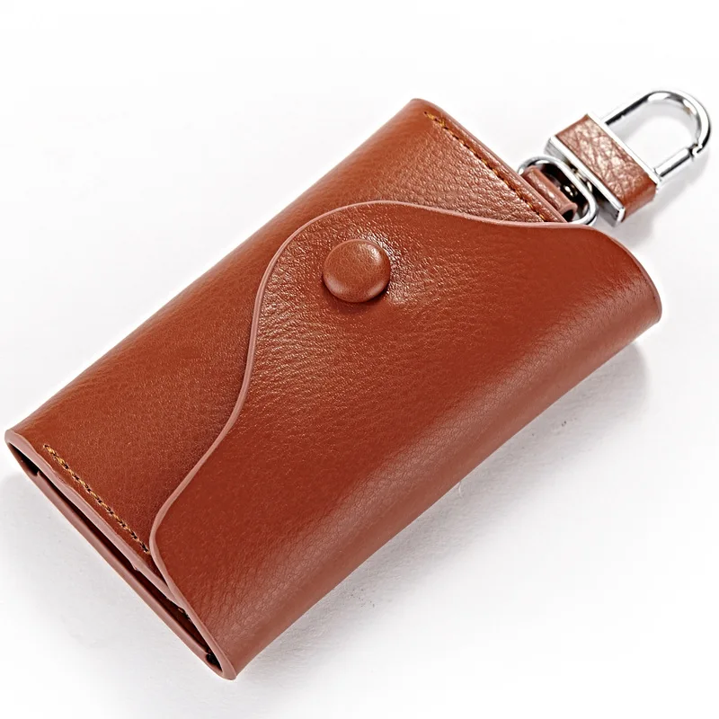 

Male and femal's Genuine Leather Key Wallet Housekeeper Small Key Holders Keychain Pouch Key Case With Card Slot Purse