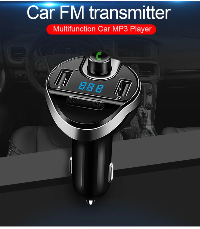 Автомобильный MP3-плеер USB музыкальный адаптер Bluetooth Hands-free радиостанция укв с усилителем типа вибратора ISO Android Поддержка ж/TF слот 2 USB порт аудио плеер