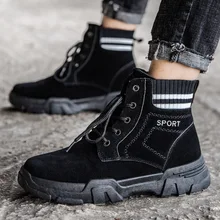 Осенне-зимние Новые мужские ботинки на шнуровке рабочие ботинки в британском ретро стиле уличные мужские полусапоги на высокой и толстой подошве