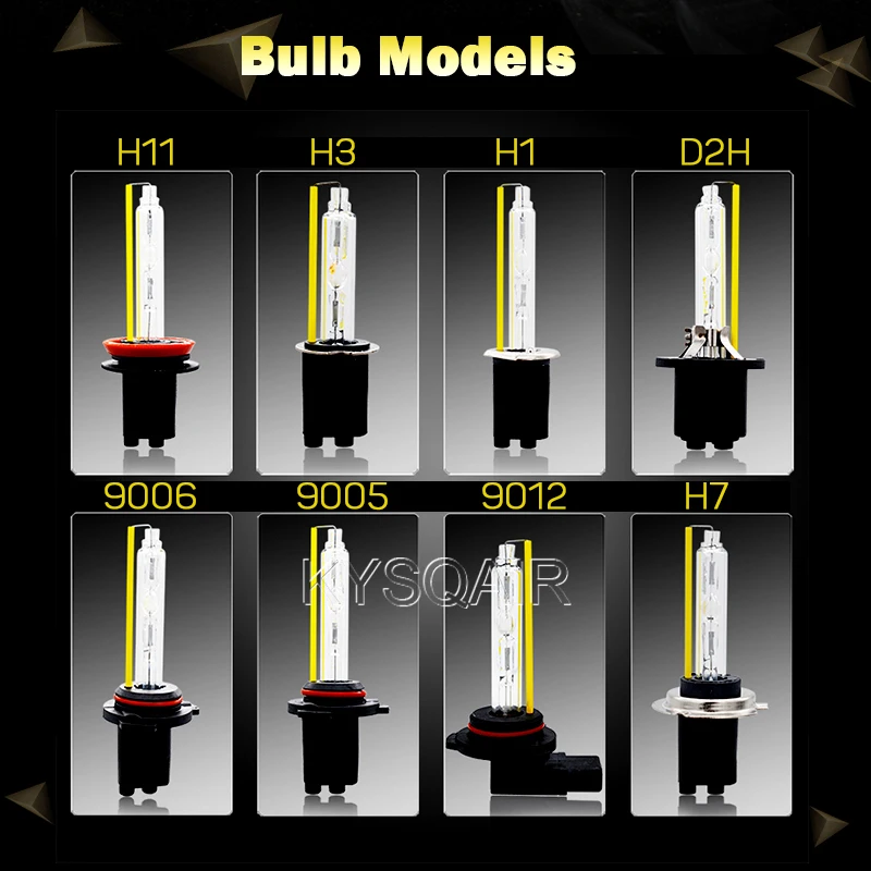 KYSQAIR Super Bright High Quality DLT F5 AC 55W HID Xenon Ballast Kit Xenon H1 H3 H7 H11 9012 D2H 5500K 12V Auto Lamp Bulbs (2)