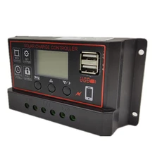 Controladores de carga de 12V y 24V, pantalla LCD, salida USB Dual, PWM, Panel Solar, regulador de batería