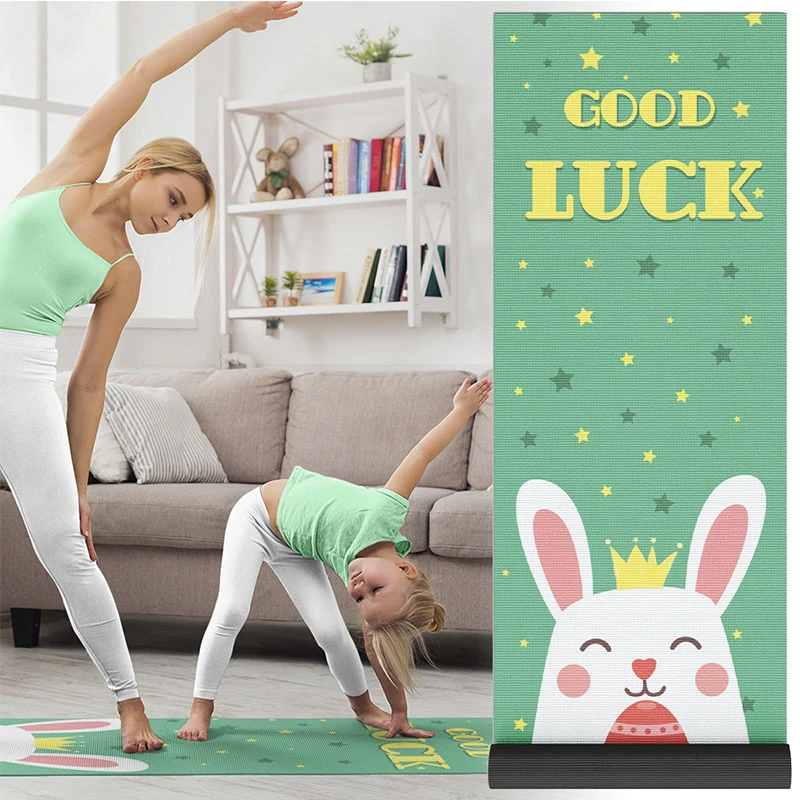 Eco-Friendly Natural Rubber Yoga Mat Cute Rabbit Print Pilates