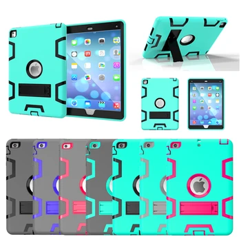 

For iPad mini 4 Kids Safe Armor Shockproof Heavy Duty Silicon+PC Stand Back Case Cover For ipad 2 3 4 6 air 2 Pro 9.7 Tablet PC