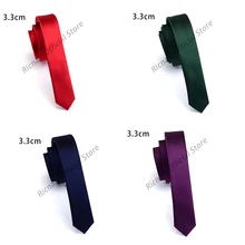 Ricnais модный тонкий шелковый галстук 3,3 см, красный зеленый однотонный облегающий галстук для мужчин, вечерние, свадебные, повседневные Галстуки на шею, аксессуары, подарки